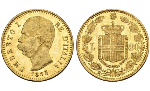 Umberto I, 20 Lire 1883 FDC
